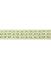 Load image into Gallery viewer, 2.5&quot; Wide Ivory Green Geometric Embroidered Drapery Tape Trim