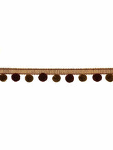 Load image into Gallery viewer, 1.5&quot; Wide Red Burgundy Orange Pom Pom Fringe Tape
