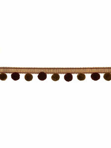 1.5" Wide Red Burgundy Orange Pom Pom Fringe Tape