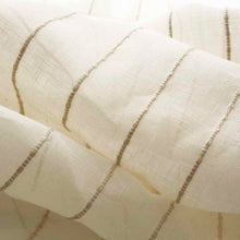 Load image into Gallery viewer, 120” Wide Semi Sheer Cream Beige Linen Stripe Drapery Fabric FB
