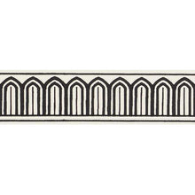 Load image into Gallery viewer, Schumacher Arches Embroidered Tape Medium Trim 70760 / Black On White