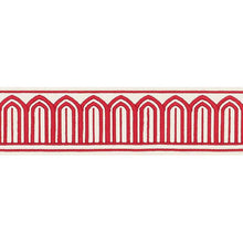 Load image into Gallery viewer, Schumacher Arches Embroidered Tape Medium Trim 70761 / Red