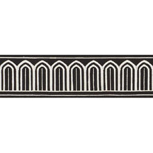 Load image into Gallery viewer, Schumacher Arches Embroidered Tape Medium Trim 70766 / White On Black