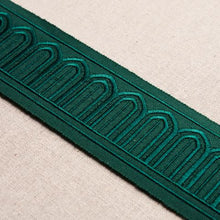 Load image into Gallery viewer, Schumacher Arches Embroidered Tape Medium Trim 70768 / Emerald