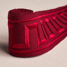 Load image into Gallery viewer, Schumacher Greek Key Embroidered Tape Trim 70805 / Burgundy