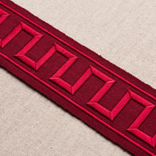 Load image into Gallery viewer, Schumacher Greek Key Embroidered Tape Trim 70805 / Burgundy