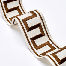 Load image into Gallery viewer, Schumacher Greek Key Embroidered Tape Trim 70808 / Brown