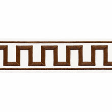 Load image into Gallery viewer, Schumacher Greek Key Embroidered Tape Trim 70808 / Brown