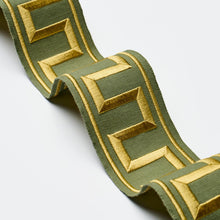 Load image into Gallery viewer, Schumacher Greek Key Embroidered Tape Trim 70809 / Olive