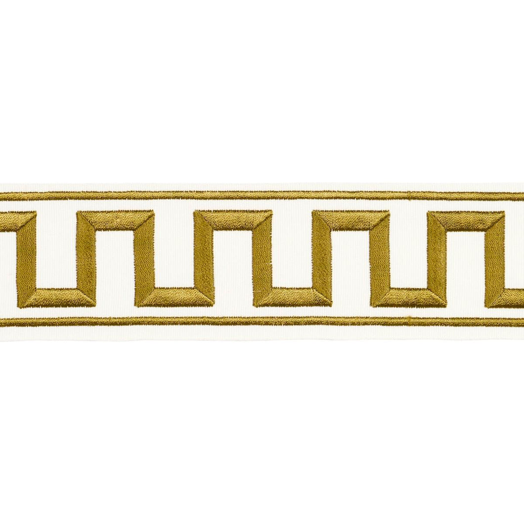 Schumacher Greek Key Embroidered Tape Trim 70813 / Gold