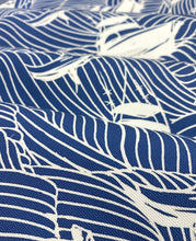 Load image into Gallery viewer, 1.8 Yard Designer Cotton White Blue Nautical Boat Upholstery Drapery Fabric STA 5014