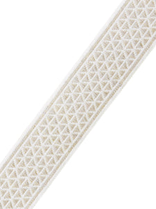 2.5" Wide Ivory Beige Geometric Embroidered Drapery Tape Trim