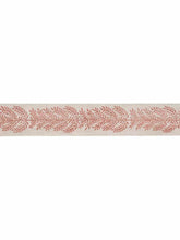 Load image into Gallery viewer, 2.38&quot; Wide Linen Oatmeal Neutral Coral Block Printed Floral Drapery Tape Trim