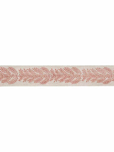 2.38" Wide Linen Oatmeal Neutral Coral Block Printed Floral Drapery Tape Trim