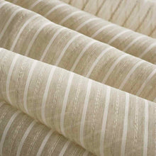 Load image into Gallery viewer, 118” Wide Semi Sheer White Buff Beige Stripe Drapery Fabric FB