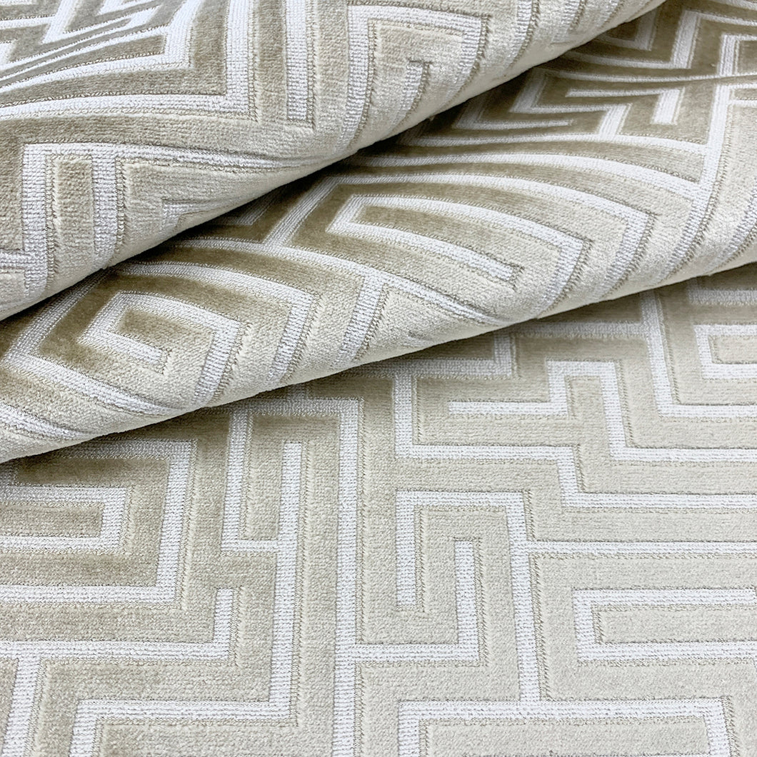 Heavy authentic Duty Celery Green Cream Greek Key Geometric Upholstery Drapery Fabric