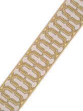 Load image into Gallery viewer, 2&quot; Mustard Gold Geometric Trellis Drapery Tape Trim