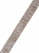 Load image into Gallery viewer, 1.25" Wide Light Grey Beige Upholstery Brush Fringe Trim