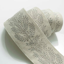 Load image into Gallery viewer, 2.38" Wide Linen Beige Taupe Block Printed Floral Drapery Tape Trim