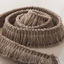 Load image into Gallery viewer, 1.25" Wide Light Grey Beige Upholstery Brush Fringe Trim