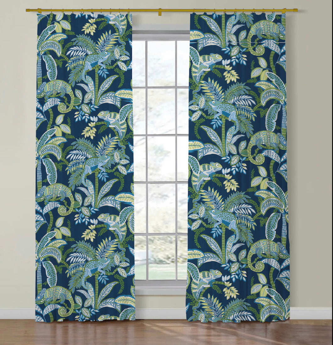 Set of Two Made to Order Thibaut Iggy Indoor Outdoor Side Drapery Panels