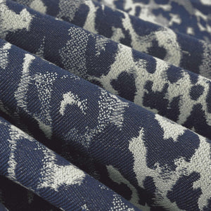 Bella Dura Indoor Outdoor Tiki Animal Pattern Cheetah Navy Blue Light Grey Upholstery Drapery Fabric FB