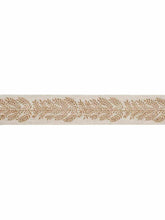 Load image into Gallery viewer, 2.38" Wide Linen Oatmeal Burnt Orange Block Printed Floral Drapery Tape Trim