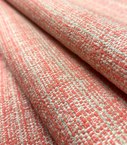 Designer Water Stain Resistant Coral Orange Taupe MCM Mid Century Modern Tweed Upholstery Fabric STA 5157