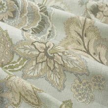 Load image into Gallery viewer, Cotton Aqua Seafoam Blue Green Grey Beige Floral Jacobean Upholstery Drapery Fabric