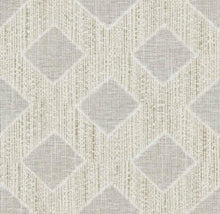 Load image into Gallery viewer, 118” Wide Semi Sheer Milky White Beige Taupe Geometric Drapery Fabric FB