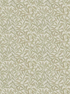 Cream Light Olive Green Brown Botanical Linen Cotton Drapery Fabric FB