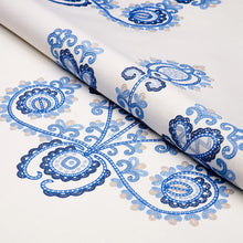 Load image into Gallery viewer, Schumacher Estrella Embroidery Fabric Porcelain 74454