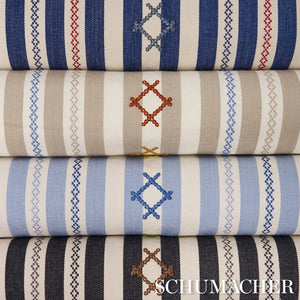 Schumacher Rhodes Stripe Fabric 74462 / Sky
