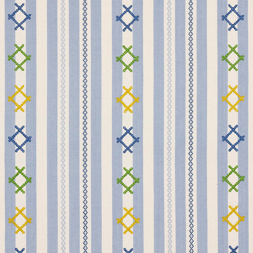 Schumacher Rhodes Stripe Fabric 74462 / Sky