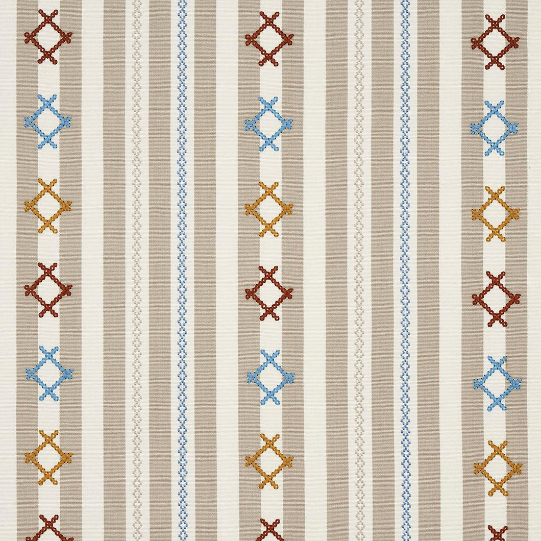 Schumacher Rhodes Stripe Fabric 74463 / Neutral