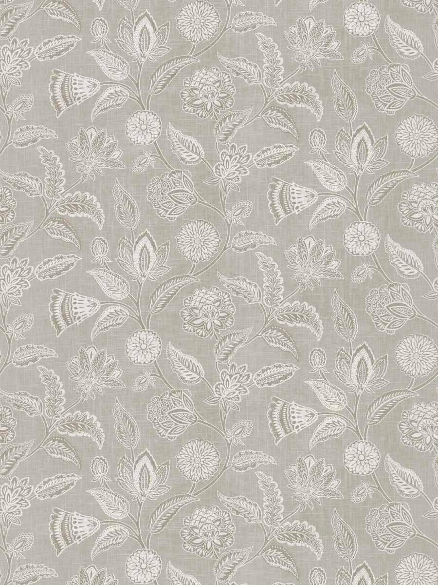 Linen Cotton Floral Cream Ivory Taupe Upholstery Drapery Fabric FB
