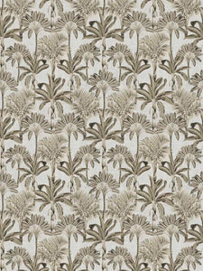 Linen Cotton Ivory Black Brown Grey Botanical Tropical Palm Tree Upholstery Drapery Fabric FB