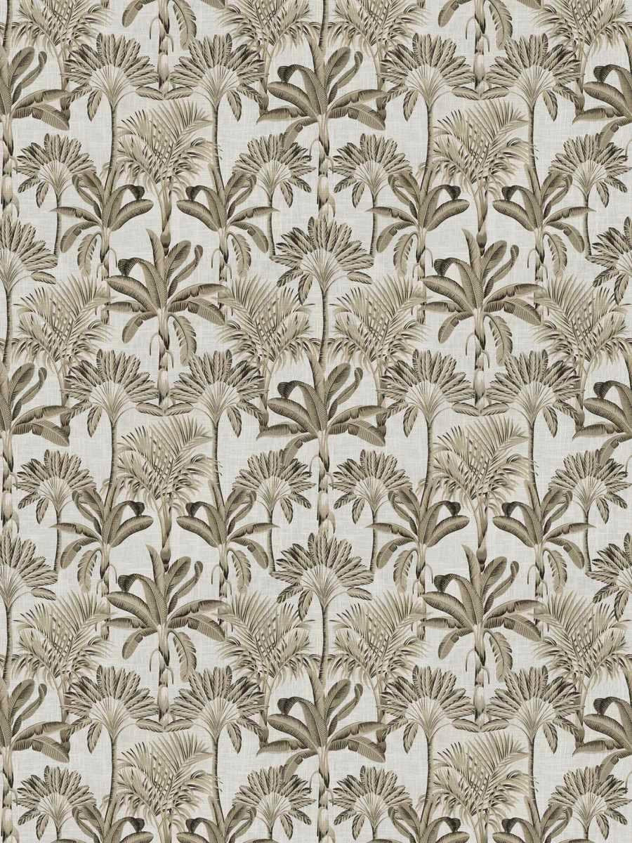 Linen Cotton Ivory Black Brown Grey Botanical Tropical Palm Tree Upholstery Drapery Fabric FB