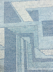 Remnant Schumacher Zsuzsa Chambray Blue Navy Abstract Geometric Upholstery Fabric STA 5046