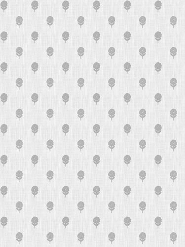 Cotton Blend Cream Grey Embroidered Floral Drapery Fabric FB