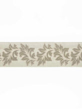 Load image into Gallery viewer, 3.75&quot; Wide Linen Cotton Natural Taupe Floral Embroidered Drapery Tape Trim