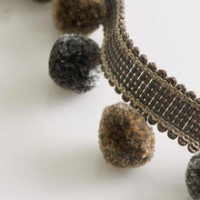Load image into Gallery viewer, 1.5" Wide Taupe Tan Brown Pom Pom Fringe Tape