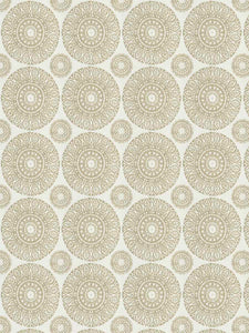 Cream Light Brown Medallion Upholstery Fabric FB