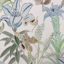 Load image into Gallery viewer, Cotton Ivory Green Blue Brown Tropical Floral Upholstery Drapery Fabric