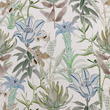 Load image into Gallery viewer, Cotton Ivory Green Blue Brown Tropical Floral Upholstery Drapery Fabric