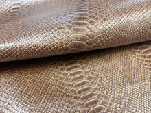 Load image into Gallery viewer, Designer Heavy Duty Caramel Brown Bronze Reptile Snake Faux Leather Upholstery Vinyl
