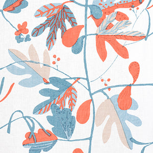 Set of Two Made to Order Thibaut Matisse Leaf Side Drapery Panels