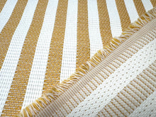 Load image into Gallery viewer, Pollack Outdoor Riviera Stripe Sunbeam Indoor Outdoor Golden Yellow Ivory Upholstery Fabric
