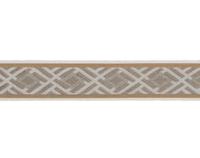 Load image into Gallery viewer, 2.5&quot; Wide Taupe Grey Mustard Brown Geometric Drapery Tape Trim