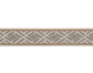 2.5" Wide Taupe Grey Mustard Brown Geometric Drapery Tape Trim